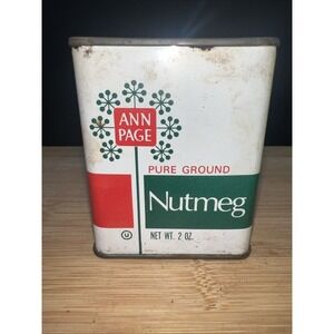 Vintage Spice Tin Ann Page Pure Ground Nutmeg 2oz Tin Top